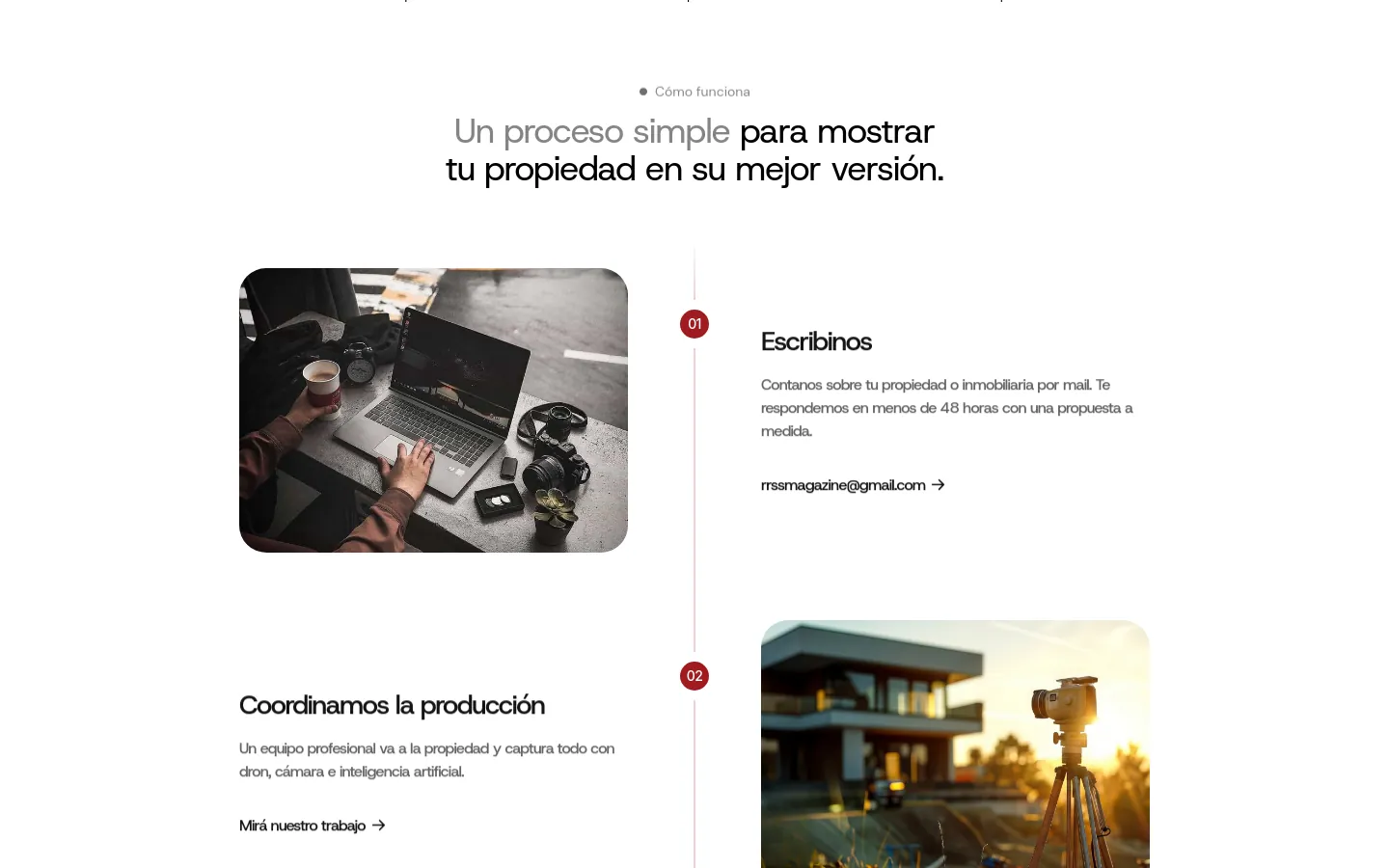 Magazine three-step process with photos and red step markers