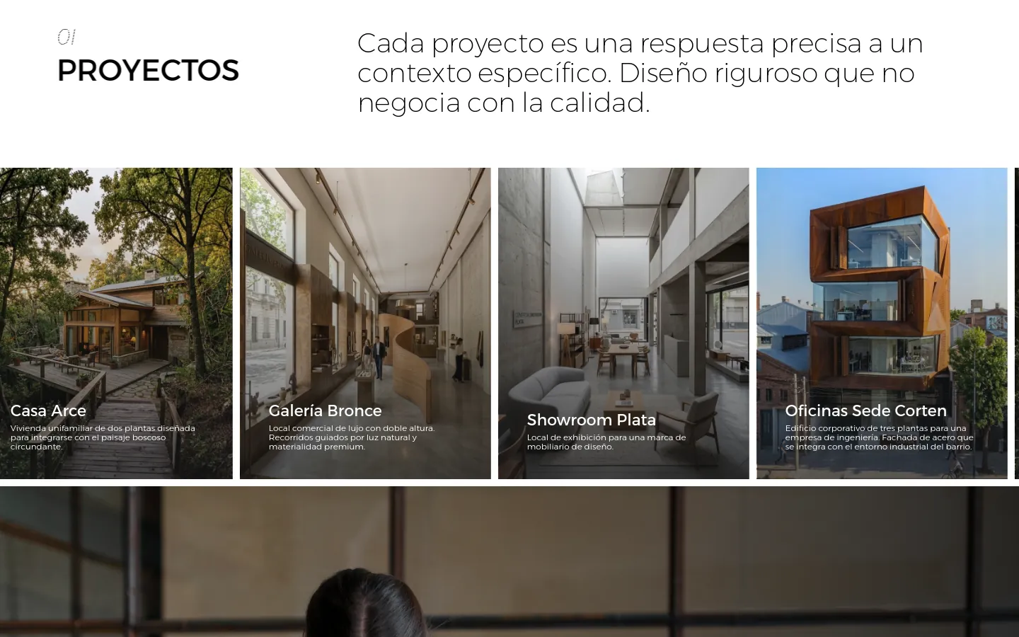 SABS Studio projects section with tall image cards